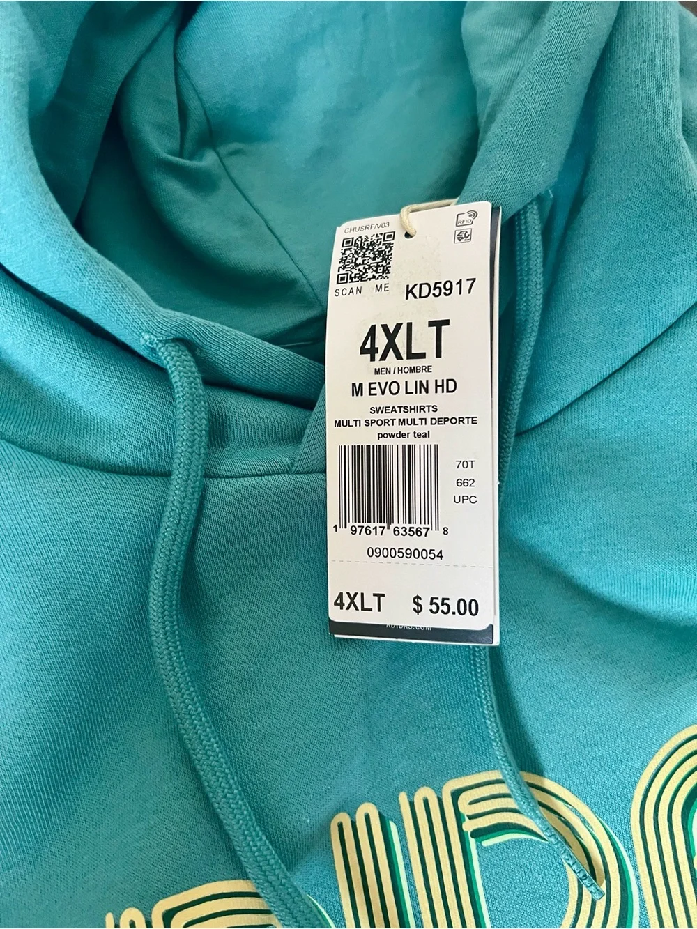 Adidas Men's Fleece Active Hoodie-Size 4XL Tall